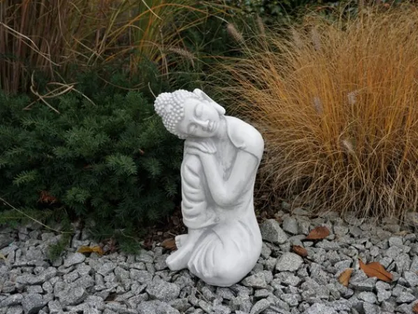 Gartendekoparadies Bouddhas-Statue d'un bouddha agenouillé