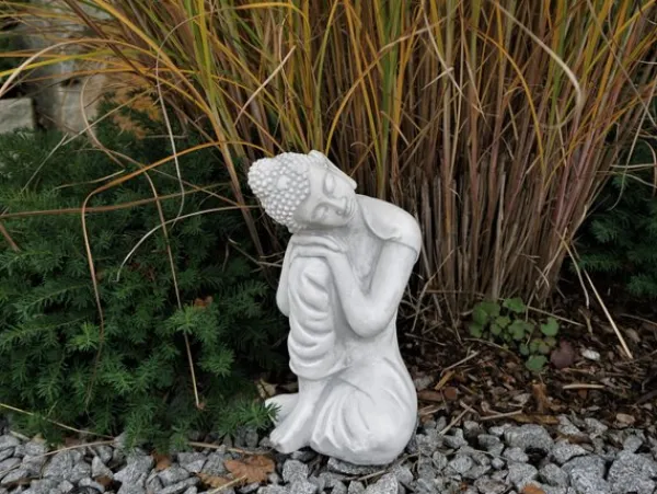 Gartendekoparadies Bouddhas-Statue d'un bouddha agenouillé