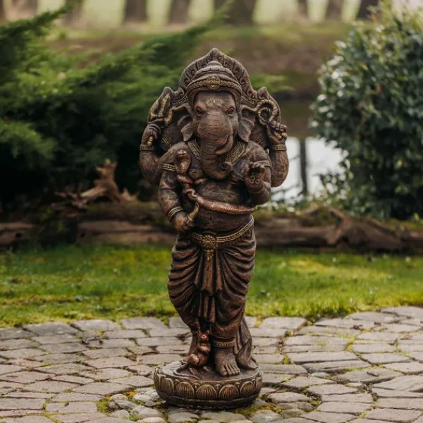 Gartendekoparadies Figures & Statues|Bouddhas-Statue en pierre du divin Ganesha dans une palette de couleurs exclusive