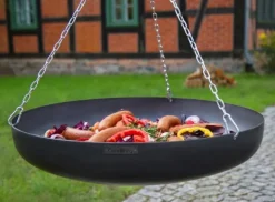 Gartendekoparadies Bols À Feu & Poêles De Jardin-Wok Trépied 200 cm avec manivelle – en acier